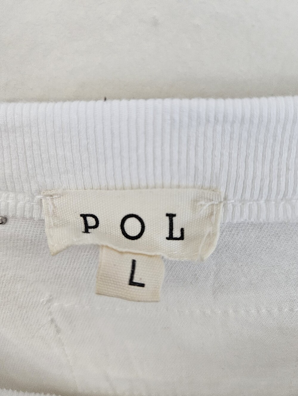 POL White Oversized Short Sleeve Top with Pearl Detail Size L (NWOT) - Picture 5 of 10